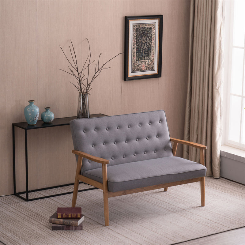 GAOMON Wooden Leisure Chair Retro Modern Comfortable Double Sofa Chair 126 x 75 x 83.5cm