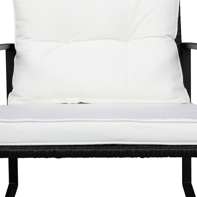 GAOMON 3pcs Single Rocking Chair Coffee Table Set Comfortable Weather-Resistant UV-Resistant
