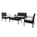 GAOMON 4pcs Embossing Armrest Chairs Love Double Seat Single Sofa Coffee Table Rattan Sofa Set