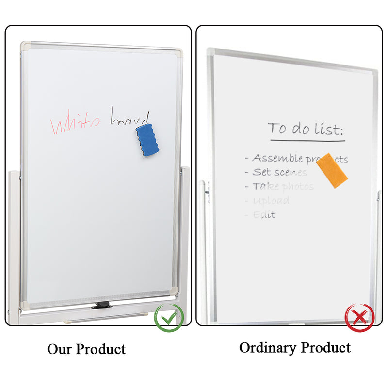 GAOMON 120x60cm Vertical Movable Double-sided Whiteboard with Stand Office Classroom White