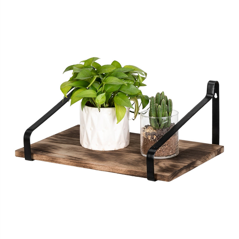GAOMON 2pcs Wall Shelf Set Wood Board Shelf Brown
