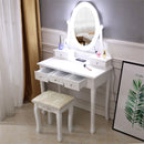 GAOMON 5-drawer Dressing Table with Single Mirror White