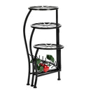 GAOMON Metal Plant Stand Shelf 3-base Flower Pot Holder Organizing Racks Black
