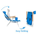GAOMON Portable Beach Chair with Adjustable Headrest Single Beach Chair Blue