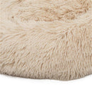GAOMON Round Plush Pet Bed Fluffy Soft Warm Calming Bed Dog Cat Sleeping Nest Khaki