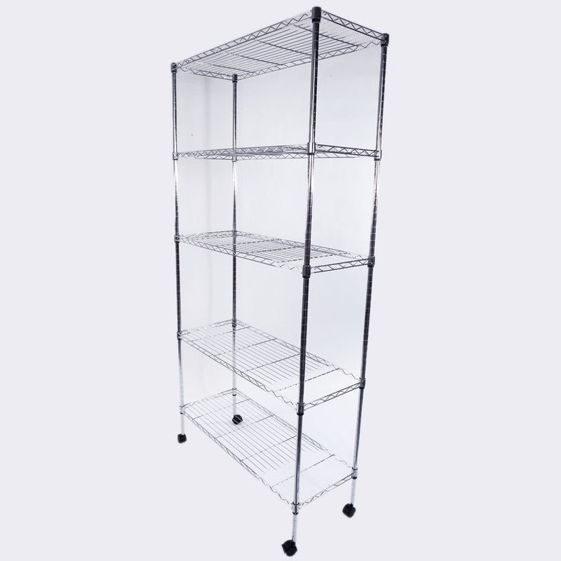 GAOMON 5-Layer Iron Shelf with 1.5" Smooth Wheels Chrome Plated Storage Rack Organizer
