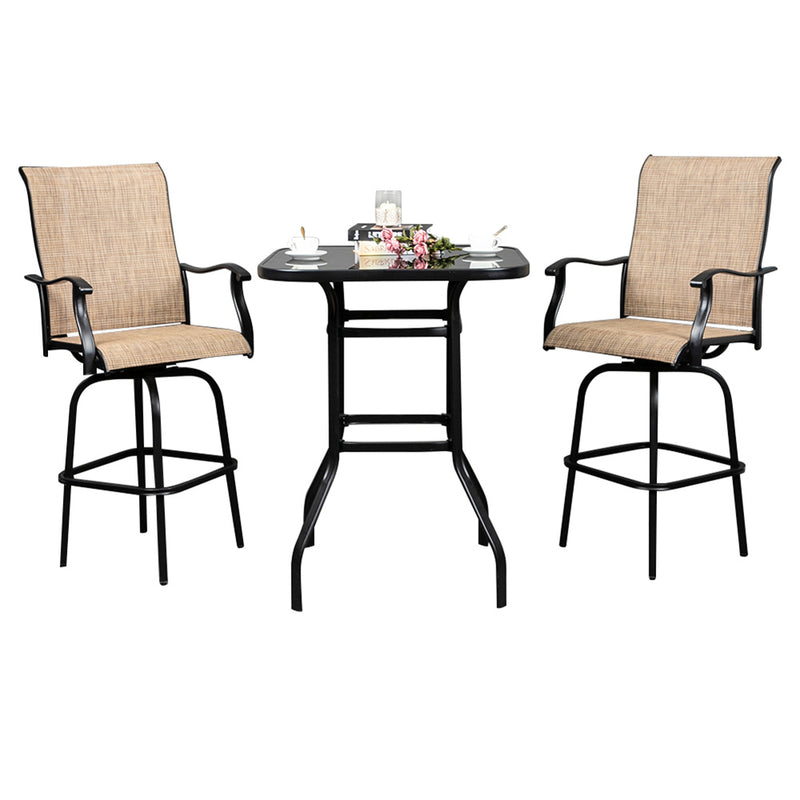 GAOMON Iron Patio High Bar Table 5mm Tempered Glass Exquisite Workmanship Table