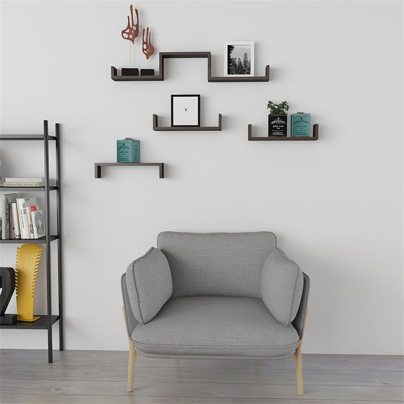 GAOMON 3pcs Floating Display Shelves U-Shaped Detachable Wall Mounted Storage Wall Shelves