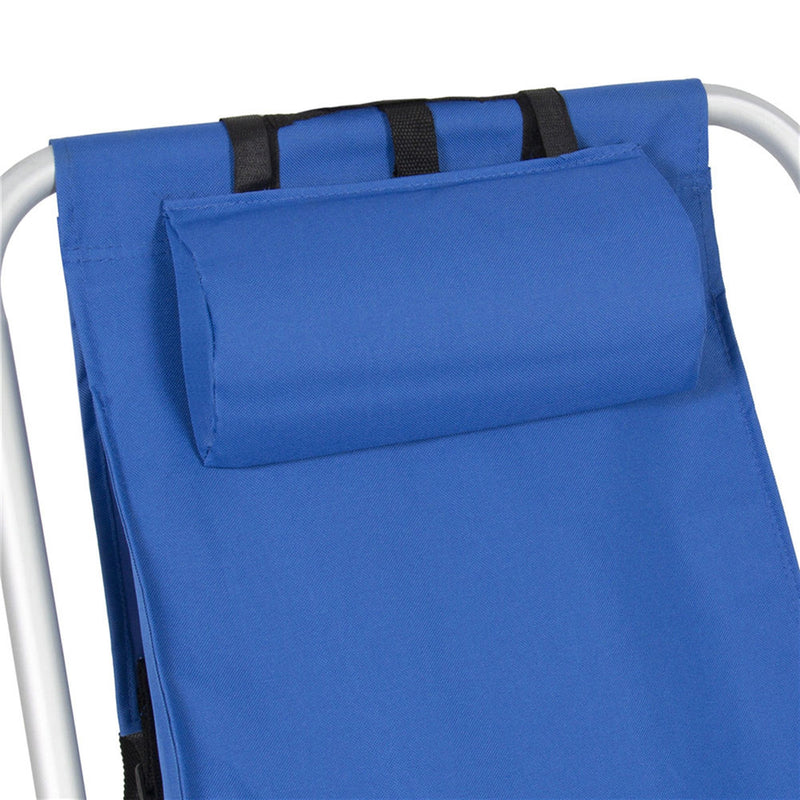 GAOMON Portable Beach Chair with Adjustable Headrest Single Beach Chair Blue