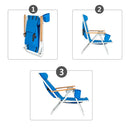 GAOMON Portable Beach Chair with Adjustable Headrest Single Beach Chair Blue