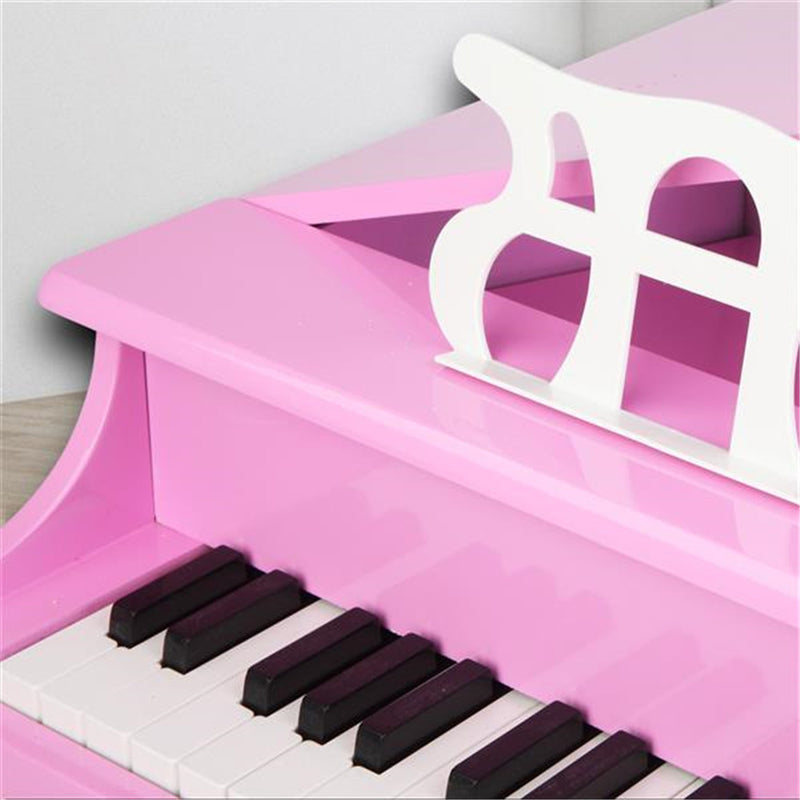 GAOMON Children 30-key Wooden Piano With Music Stand 4 feet Piano Toys Pink
