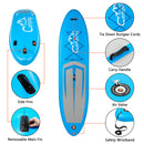 GAOMON Inflatable Stand Up 11ft Paddle Board with Removable Fin Surfboard Sup Blue Gray