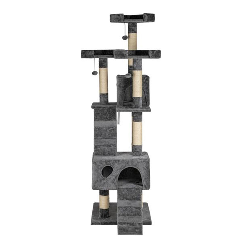 GAOMON 66 Inch Sisal Cat Climbing Frame Cat Tree Tower Cat Pet Toy GREY