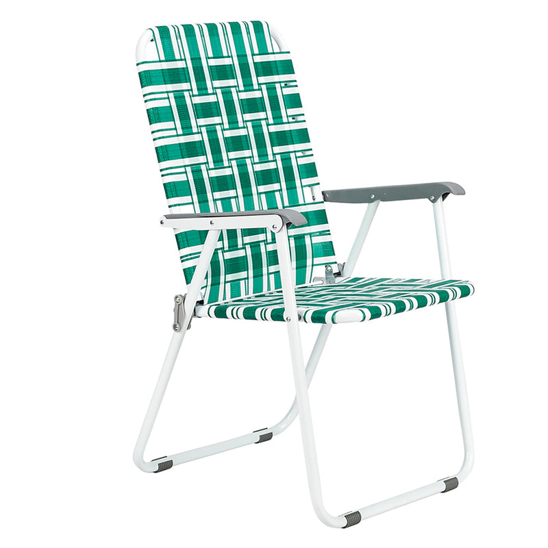 GAOMON 2pcs Beach Chair Steel Tube Bearing 120kg Folding Beach Chair Light Green Stripes