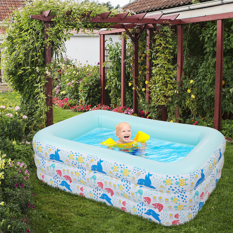 GAOMON 1 Set Inflatable Pool Three-layer Airbag Children Play Pool 150*110*60cm Blue