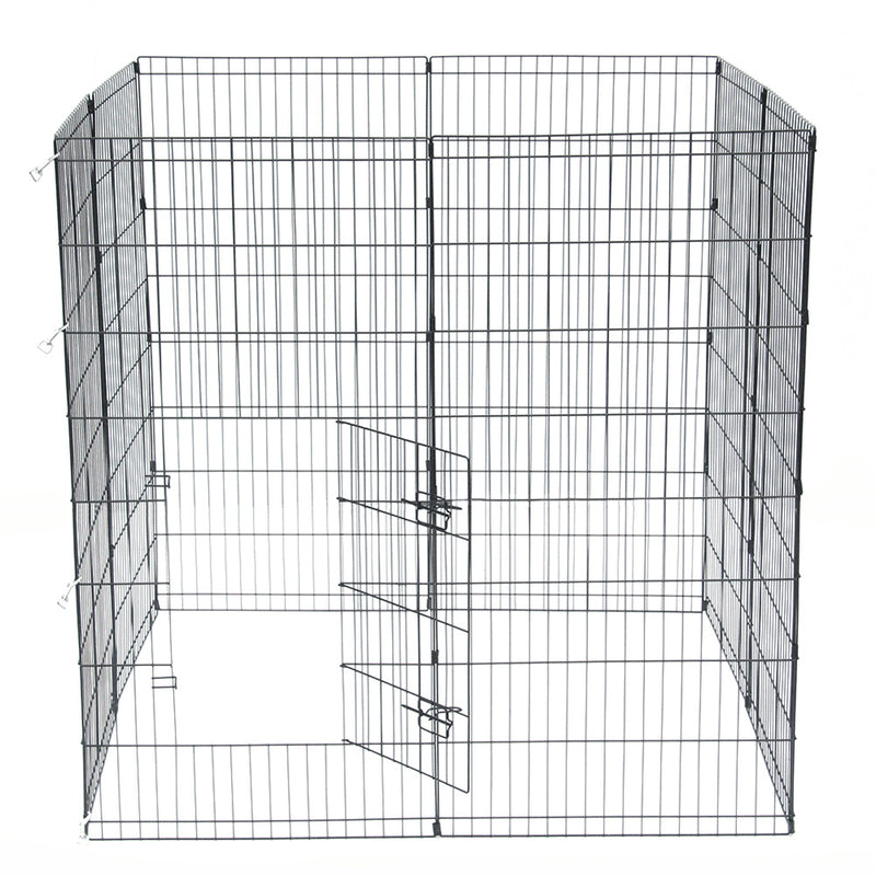 GAOMON 48" Basics Play Area Foldable Metal Pet Wire Fence 8 Pieces with Open Doors Black