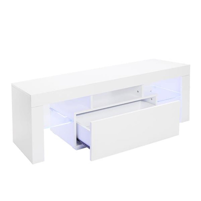 GAOMON LED Cabinet TV White Particle Board TV Stand w/Single Drawer White