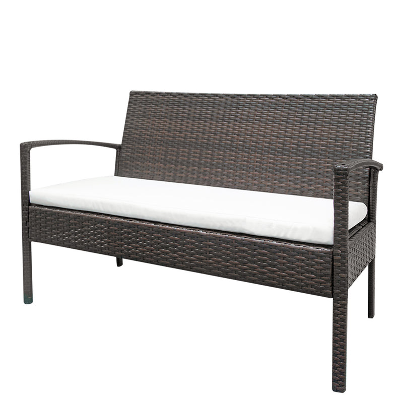 GAOMON 4pcs Embossing Armrest Chairs Love Double Seat Single Sofa Coffee Table Rattan Sofa Set