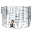 GAOMON 42" Basics Play Area Foldable Metal Pet Wire Fence 8 Pieces with Open Doors Black