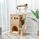 GAOMON Wooden Cat Tree Multi-level Cat Climbing Tower Beige
