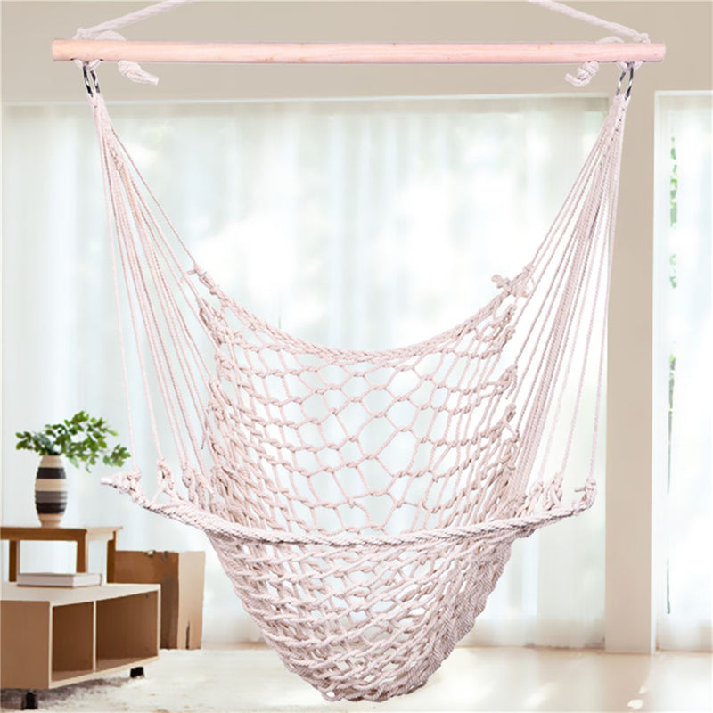 GAOMON Hanging Chair Sky Chair Swing for Indoor Outdoor Garden Yard Beige