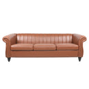GAOMON Chaise Lounge Sofa Chair Traditional Rolled Arms with Nailhead Trim Brown