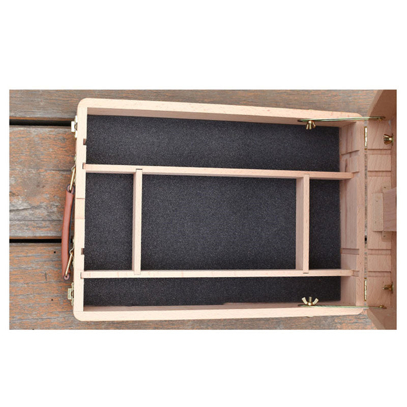 GAOMON Portable Beech Sketch Box with Easel Impact-Resistant 4 Compartments Storage Box
