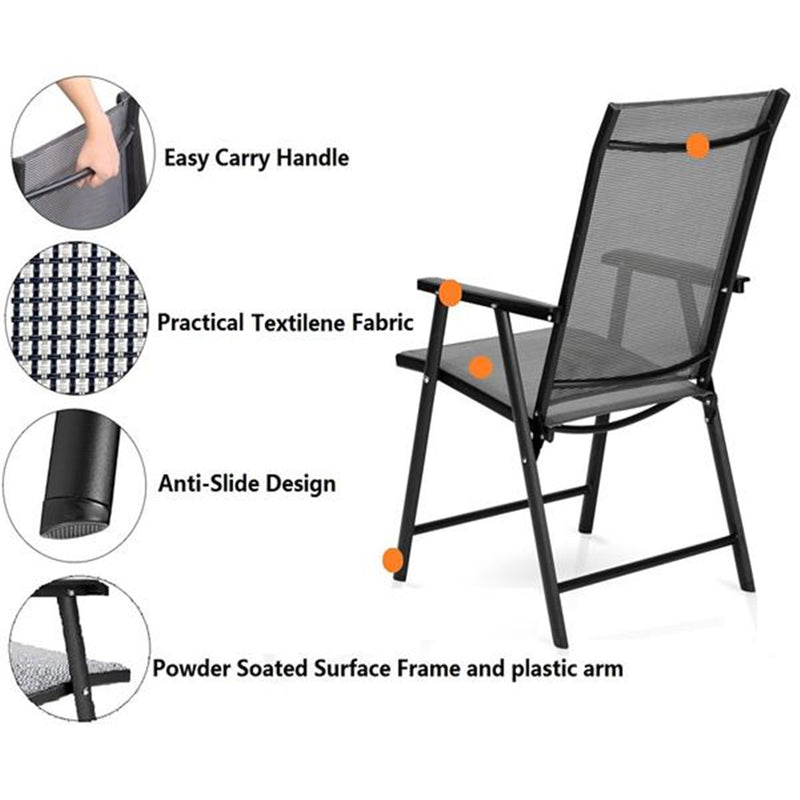 GAOMON 4pcs/set Portable Folding Chairs with Armrests Grey