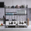 GAOMON Single Layer Bowl Rack Shelf Dish Drainer 90cm Inner Length Kitchen Organizer Black