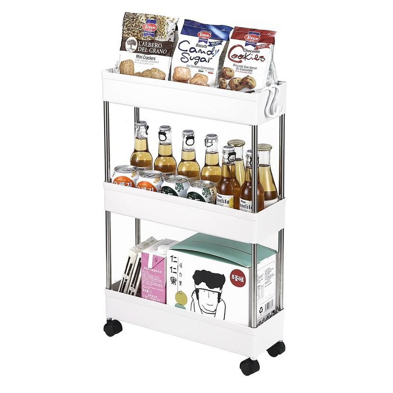GAOMON 3-layer Storage Cart Ultra Thin Mobile Multi-function Slim White