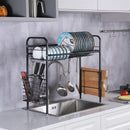 GAOMON Single Layer Bowl Rack Shelf Dish Drainer 90cm Black