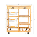 GAOMON Wooden Dining Cart with 2-Drawer Removable Storage Rack Shelf