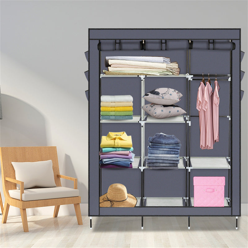 GAOMON 69 Inches Assembled Cloth Wardrobe Non-woven Fabric High-Leg Storage Closet Clothes Organizer