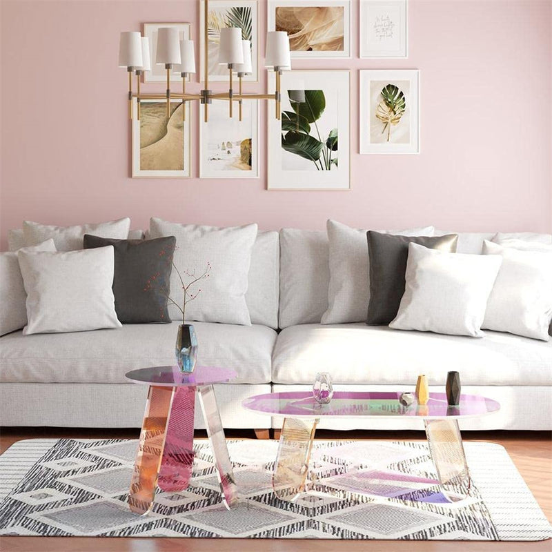 GAOMON Acrylic Coffee Table Modern Round Glass End Table Side Table - Large
