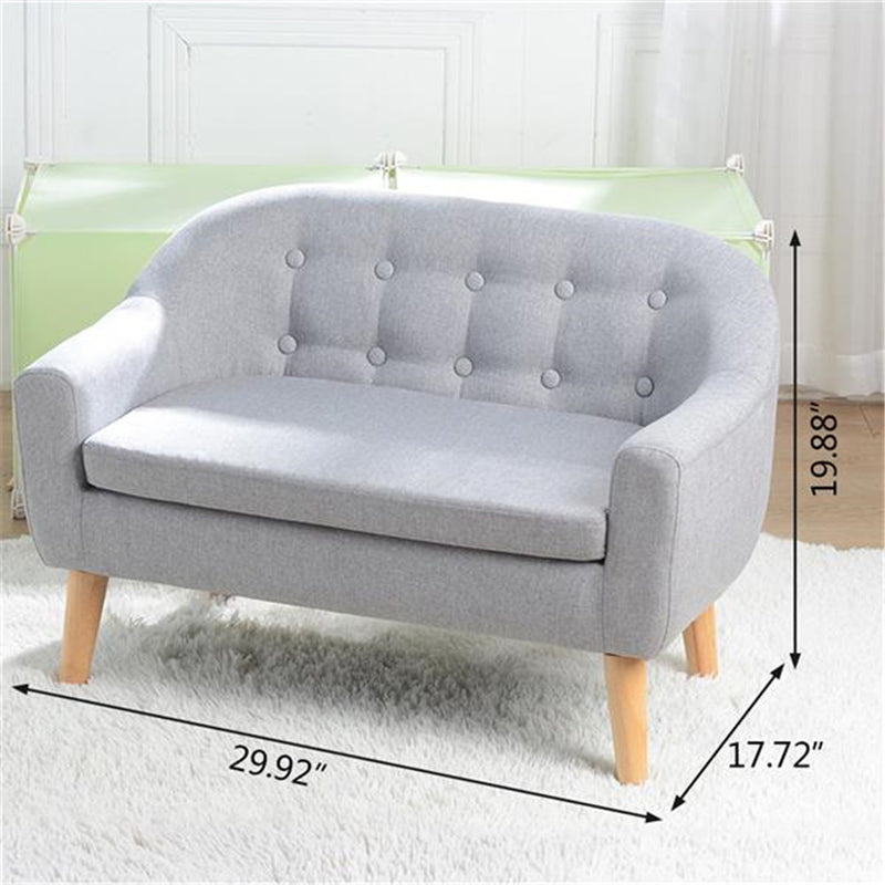 GAOMON Children Sofa for 2 Kids with Detachable Cushion for Living Room Grey