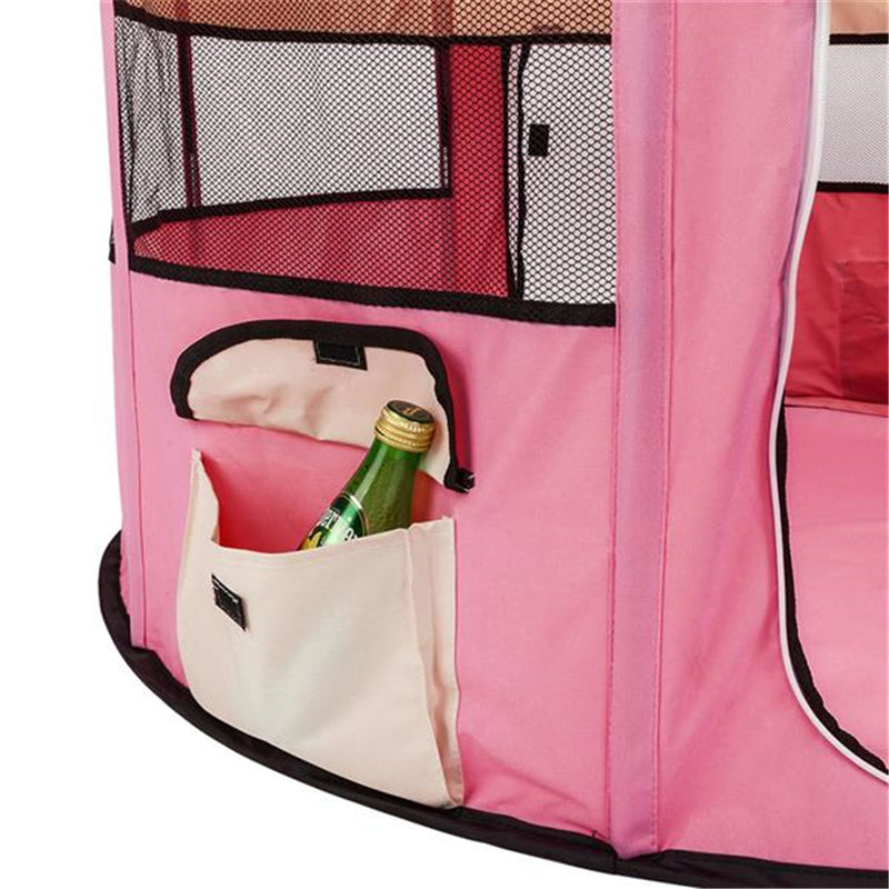 GAOMON 40inch Folding Pet Game Fence Tent Portable Round Dog House Cat Nest Bed Pink