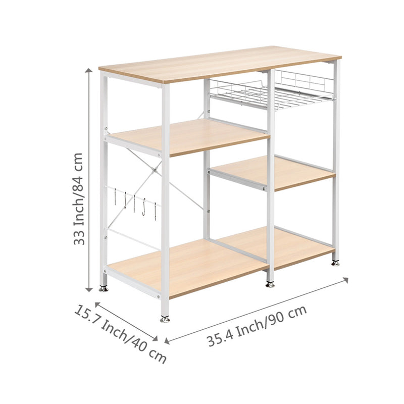 GAOMON 4-layer Microwave Oven Rack Floor-standing White Maple