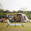 GAOMON Outdoor Foldable Triple Folding Bed with Head Canopy Grey