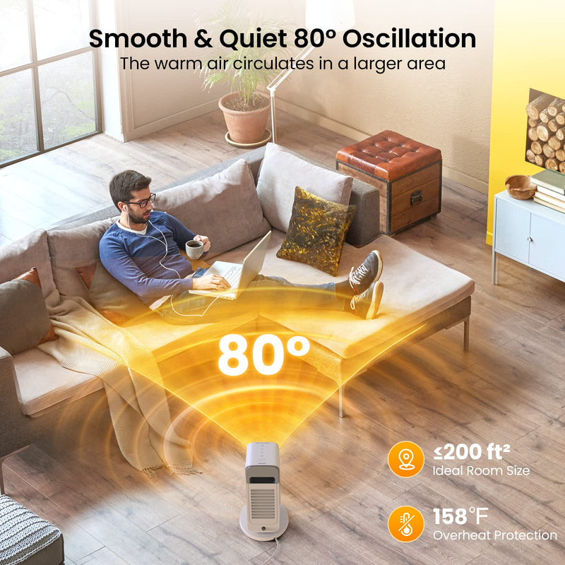 GAOMON 1500W Space Heater 16 inch WiFi Small Electric Heater