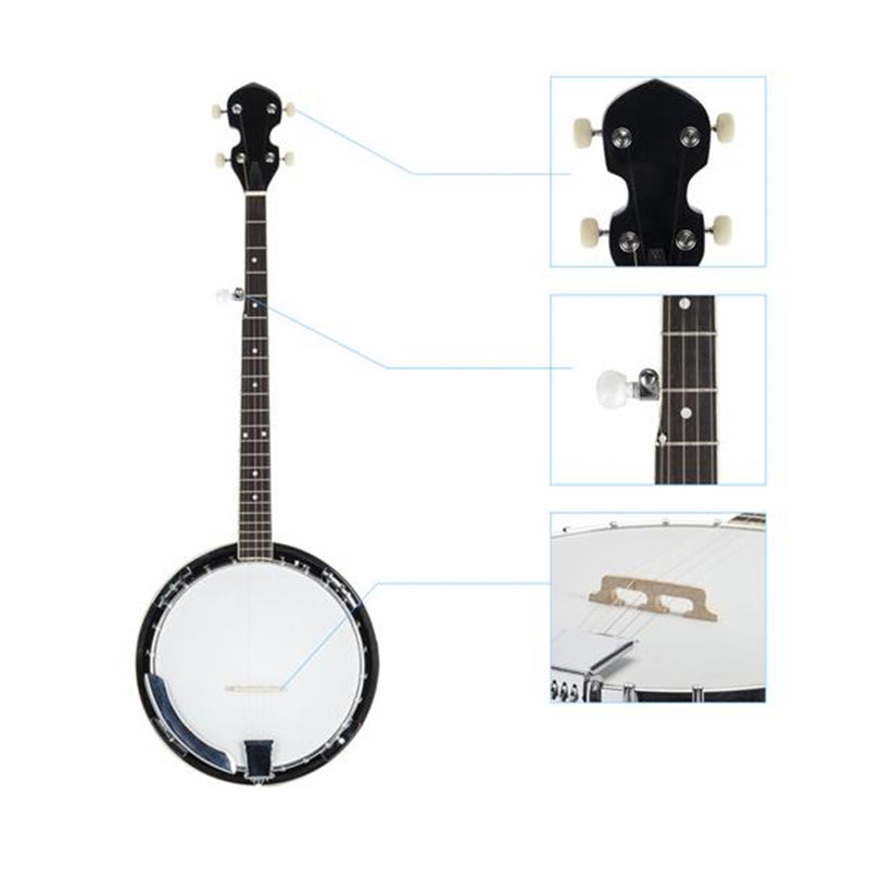 GAOMON 1 Set Sapele 5-string Banjo + Screwdriver Tool + Wrench Tool Black