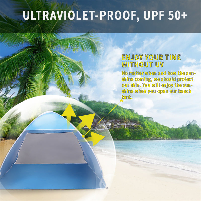 GAOMON Automatic Beach Tent Pop Up Waterproof Breathable Sun Umbrella Blue