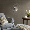GAOMON Round Mirror with Radial Triangle Edge Decorative Mirror 90.17*2*90.17cm Silver
