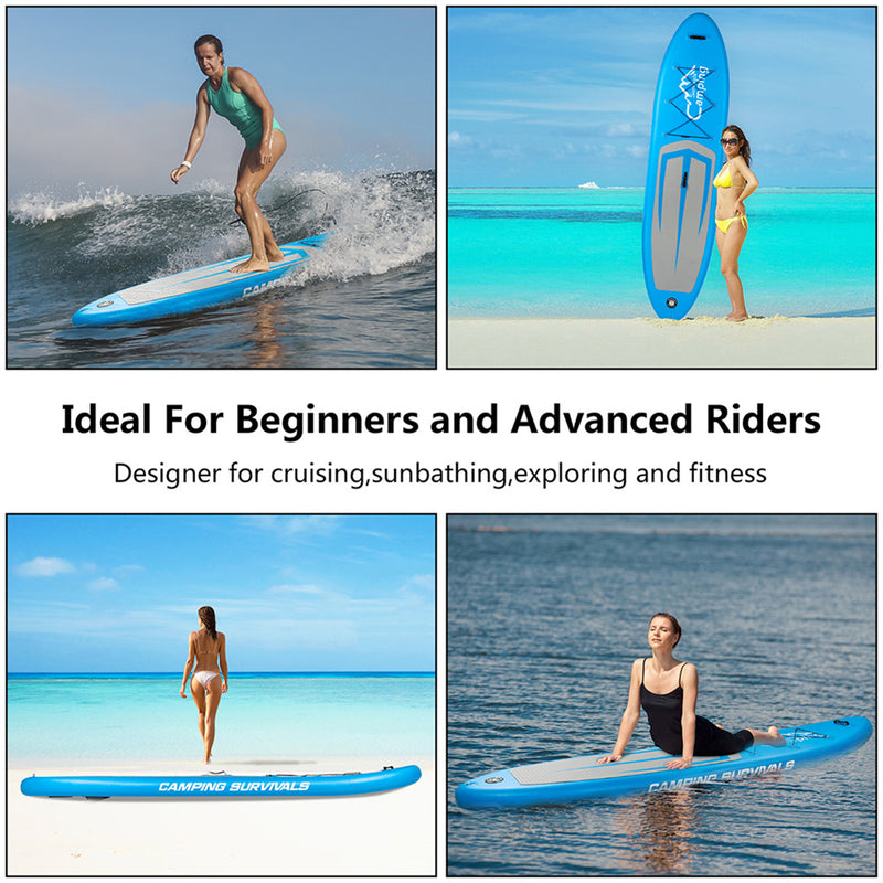 GAOMON Inflatable Stand Up 11ft Paddle Board with Removable Fin Surfboard Sup Blue Gray