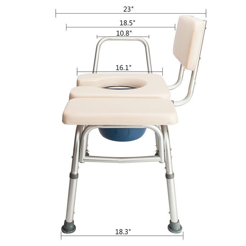 GAOMON 2-in-1 Multifunctional Commode Chair Bath Chair 6 Levels Adjustable for Elder Disabled People Pregnant