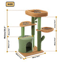 GAOMON Cactus Cat Tree with Cozy Condos Sisal Scratching Post Cat Tower