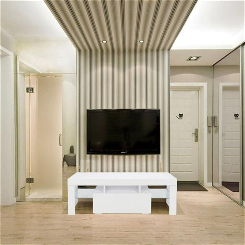 GAOMON LED Cabinet TV White Particle Board TV Stand w/Single Drawer White