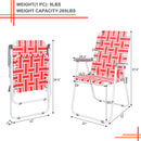 GAOMON 2pcs Beach Chair Steel Tube Bearing 120kg Folding Beach Chair Red White Strips