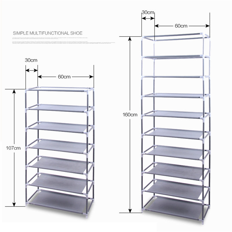 RONSHIN 10-layer Shoe Rack Room-Saving Shoe Cabinet Wine Red