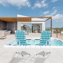 GAOMON 2pcs Strip Beach Chair 120kg Folding Beach Seat Chair Blue