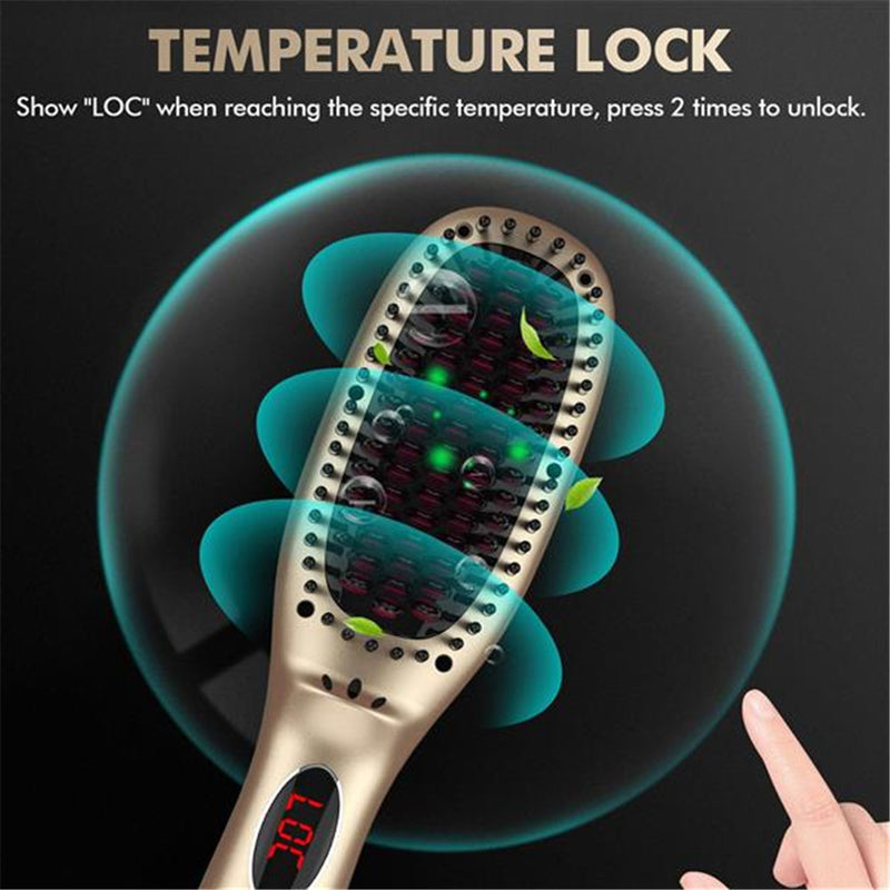 GAOMON Rapid Heating Hair Straightener Brush Ceramic Heated Electric Comb